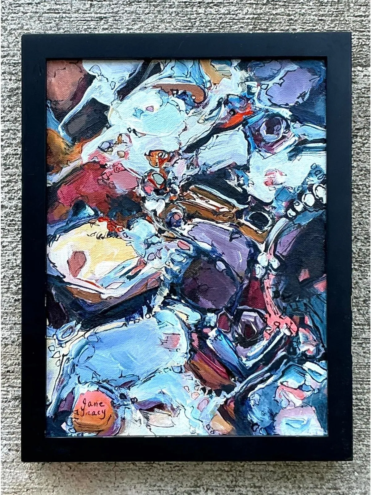 Vintage Boho Original Abstract Oil on Canvas - Canvas, 10.25W x 13.25H