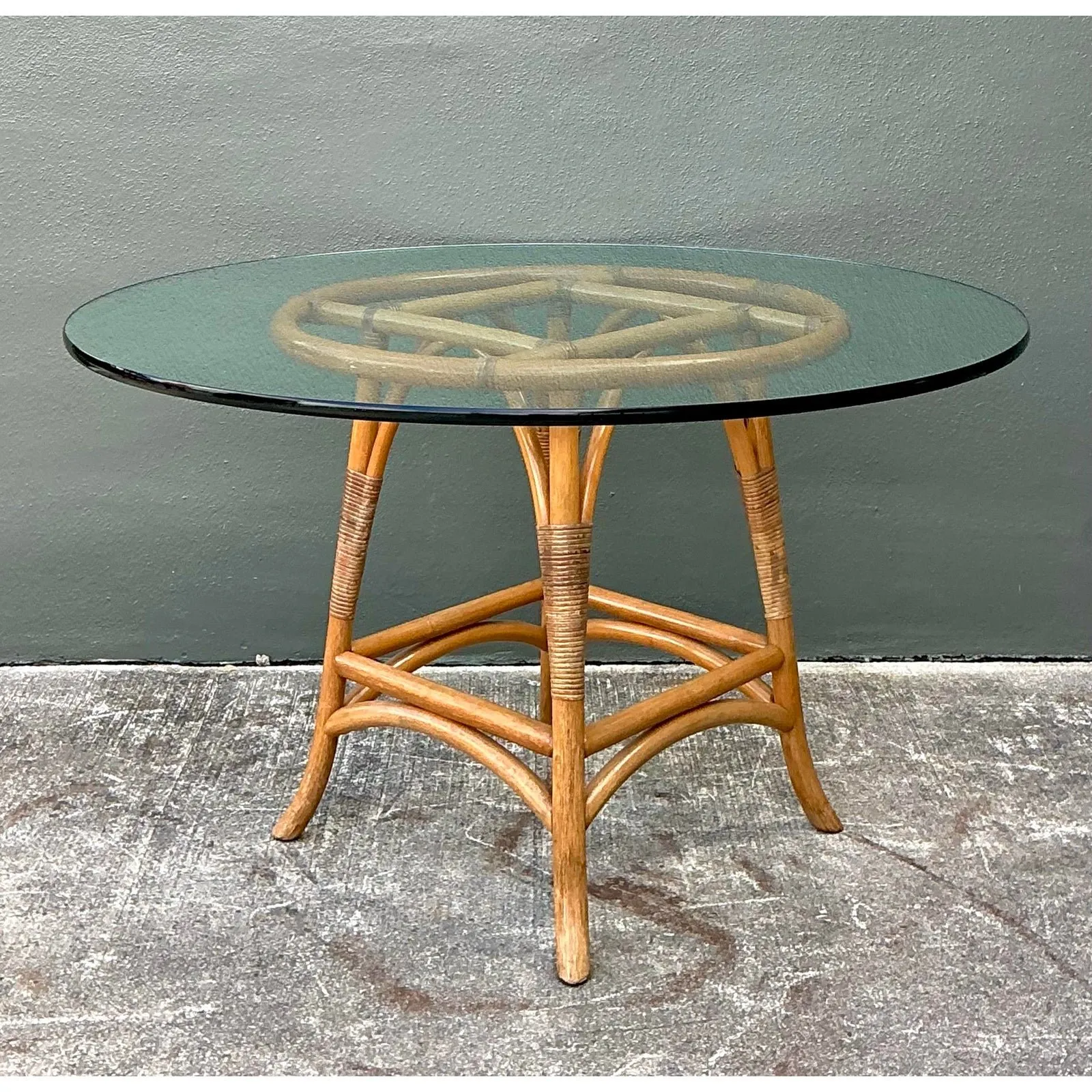 Vintage Bent Rattan Dining Table