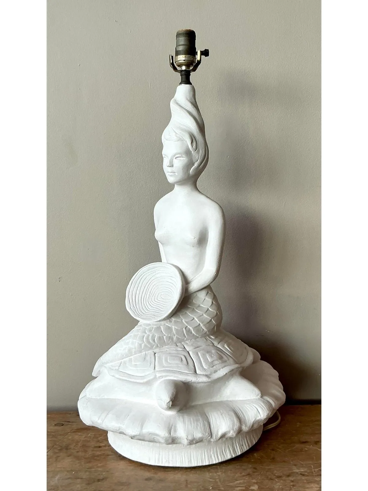 Vintage MCM Plaster Mermaid Lamp — additional photo 1