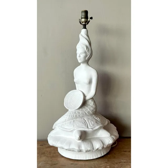 Vintage MCM Plaster Mermaid Lamp — additional photo 2