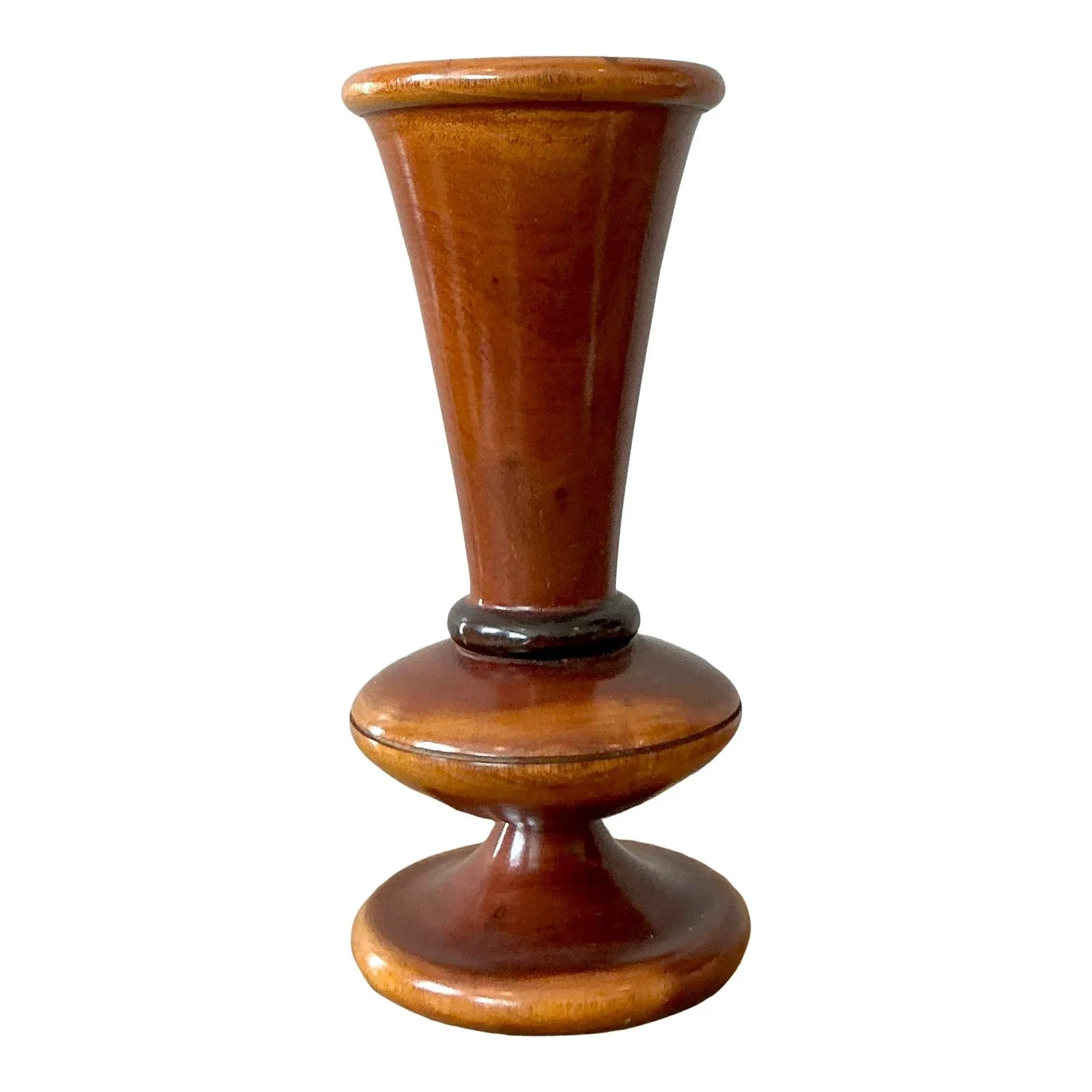Vintage Boho Turned Wood Vase — additional photo 1