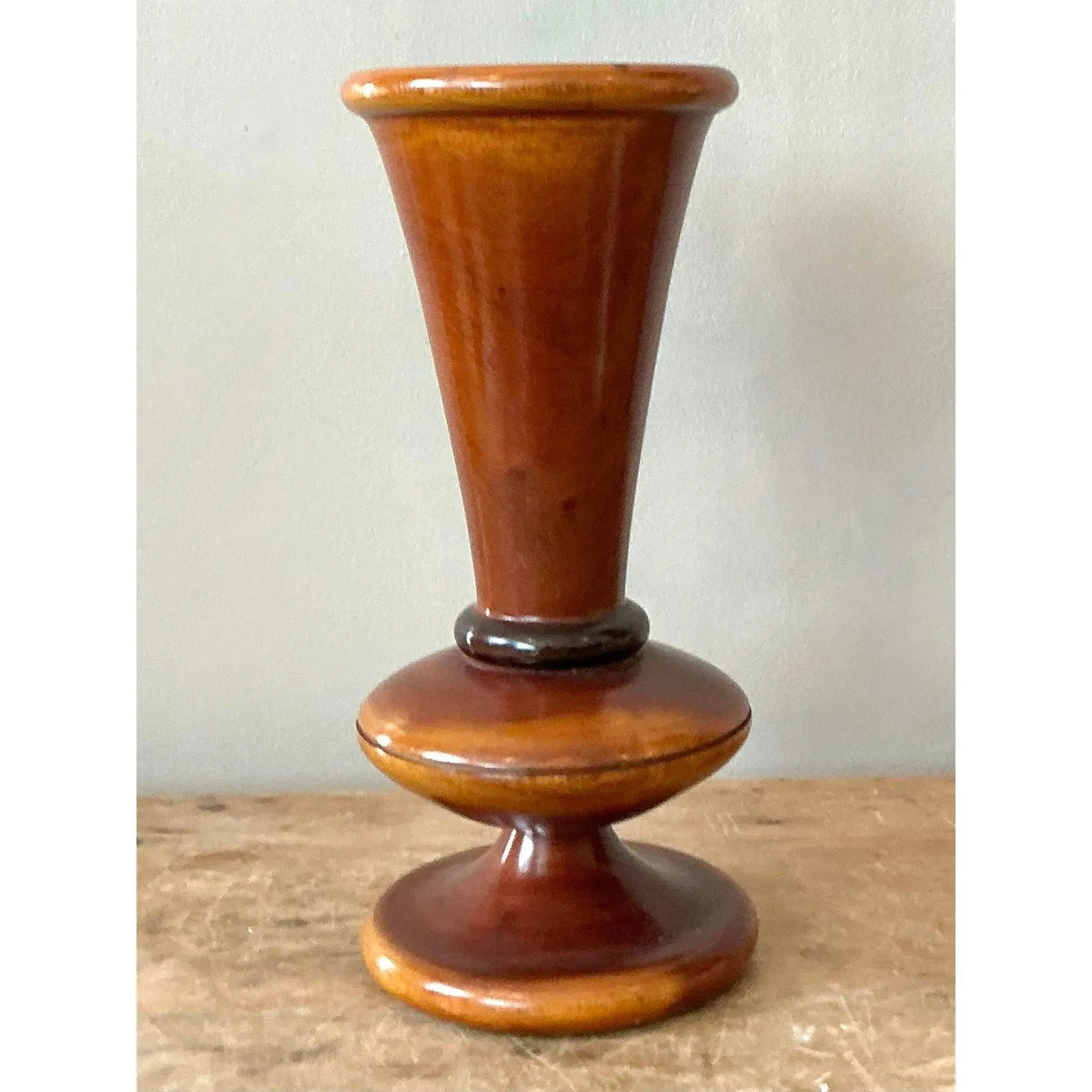 Vintage Boho Turned Wood Vase — additional photo 2