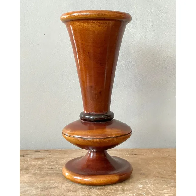 Vintage Boho Turned Wood Vase — additional photo 3