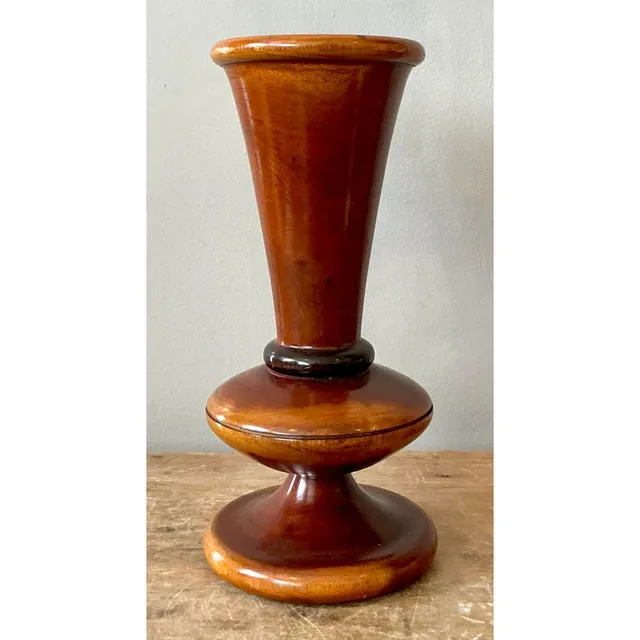 Vintage Boho Turned Wood Vase — additional photo 4