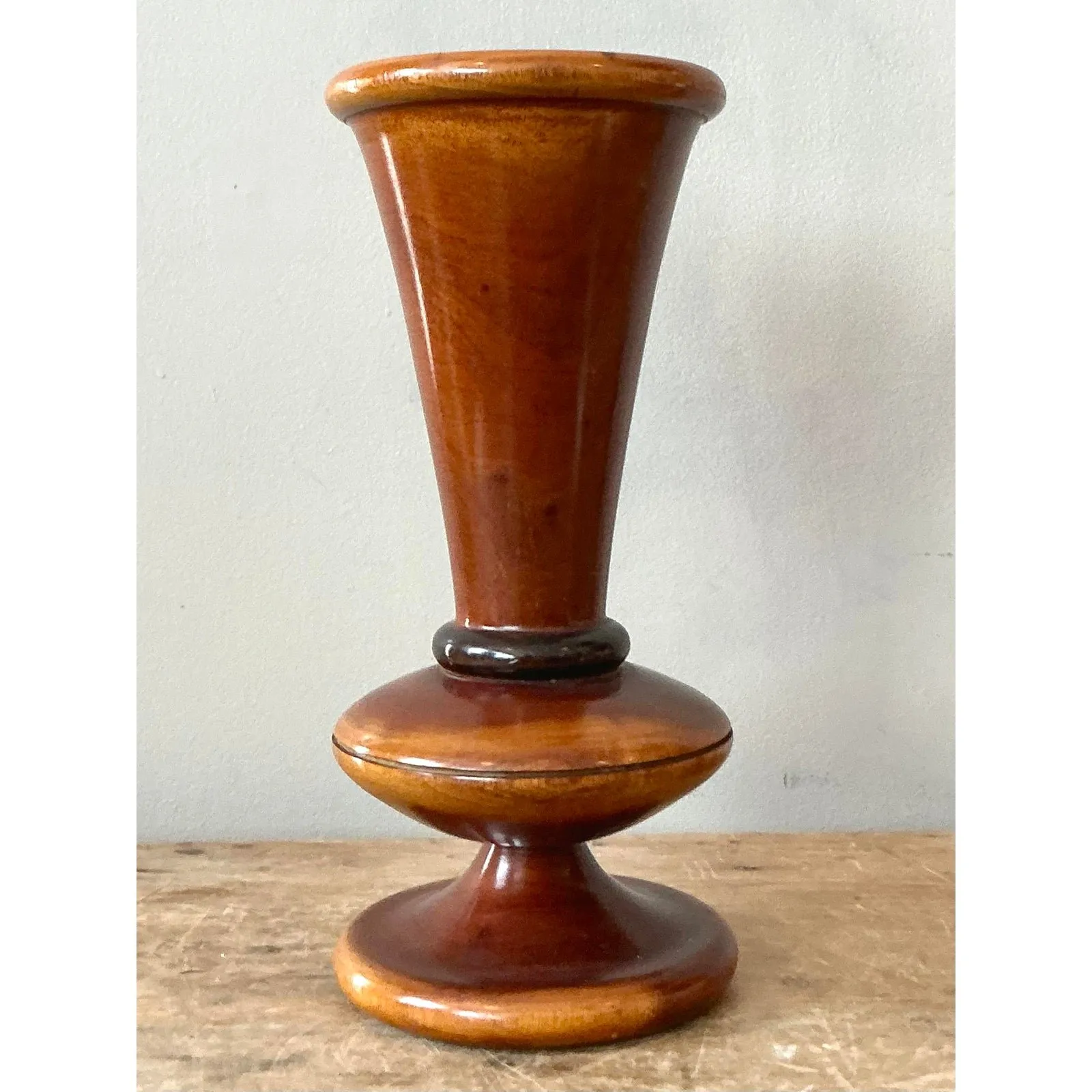 Vintage Boho Turned Wood Vase — additional photo 6