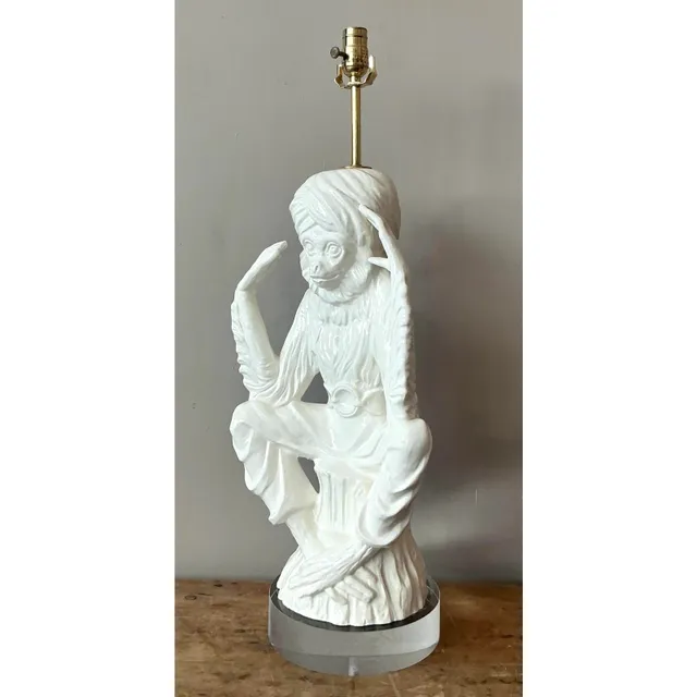 Vintage Italian Glazed Ceramic Monkey Lamp — additional photo 8