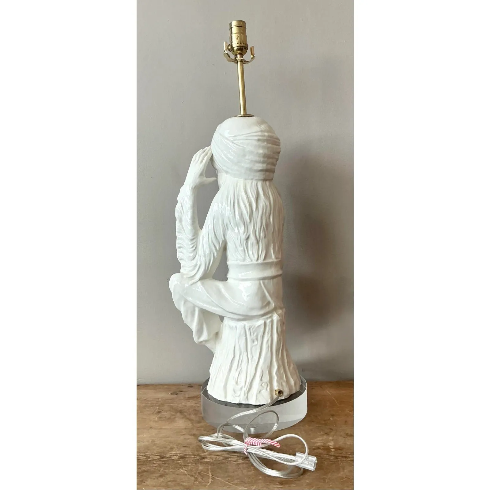 Vintage Italian Glazed Ceramic Monkey Lamp