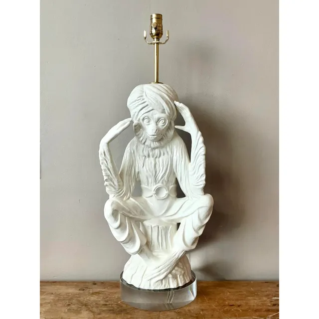 Vintage Italian Glazed Ceramic Monkey Lamp — additional photo 2