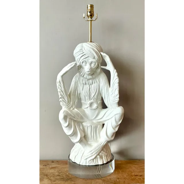 Vintage Italian Glazed Ceramic Monkey Lamp — additional photo 4