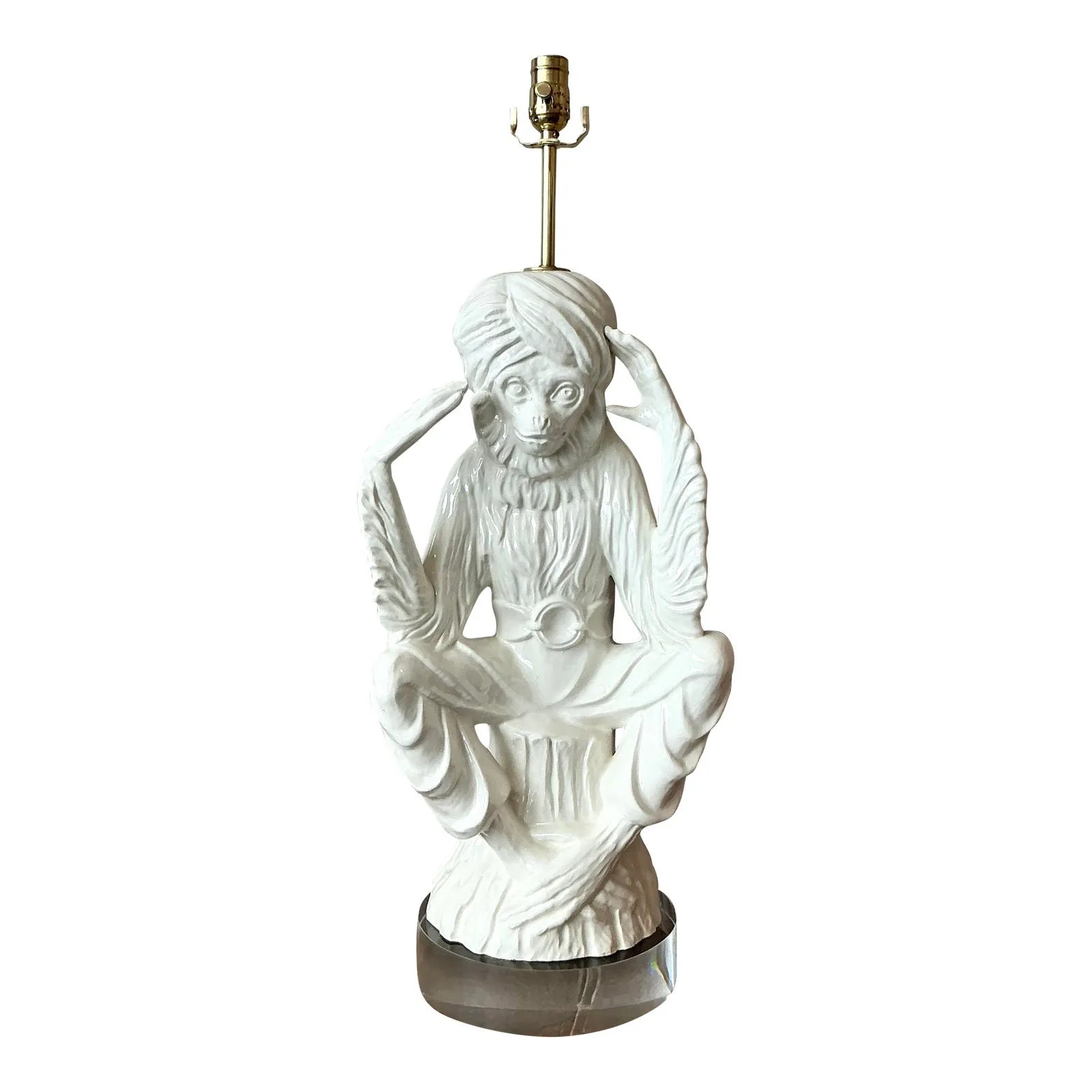 Vintage Italian Glazed Ceramic Monkey Lamp — additional photo 7