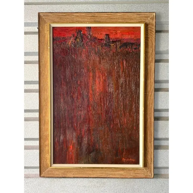 Midcentury Abstract Original Oil Painting Signed May Heiloms — additional photo 1