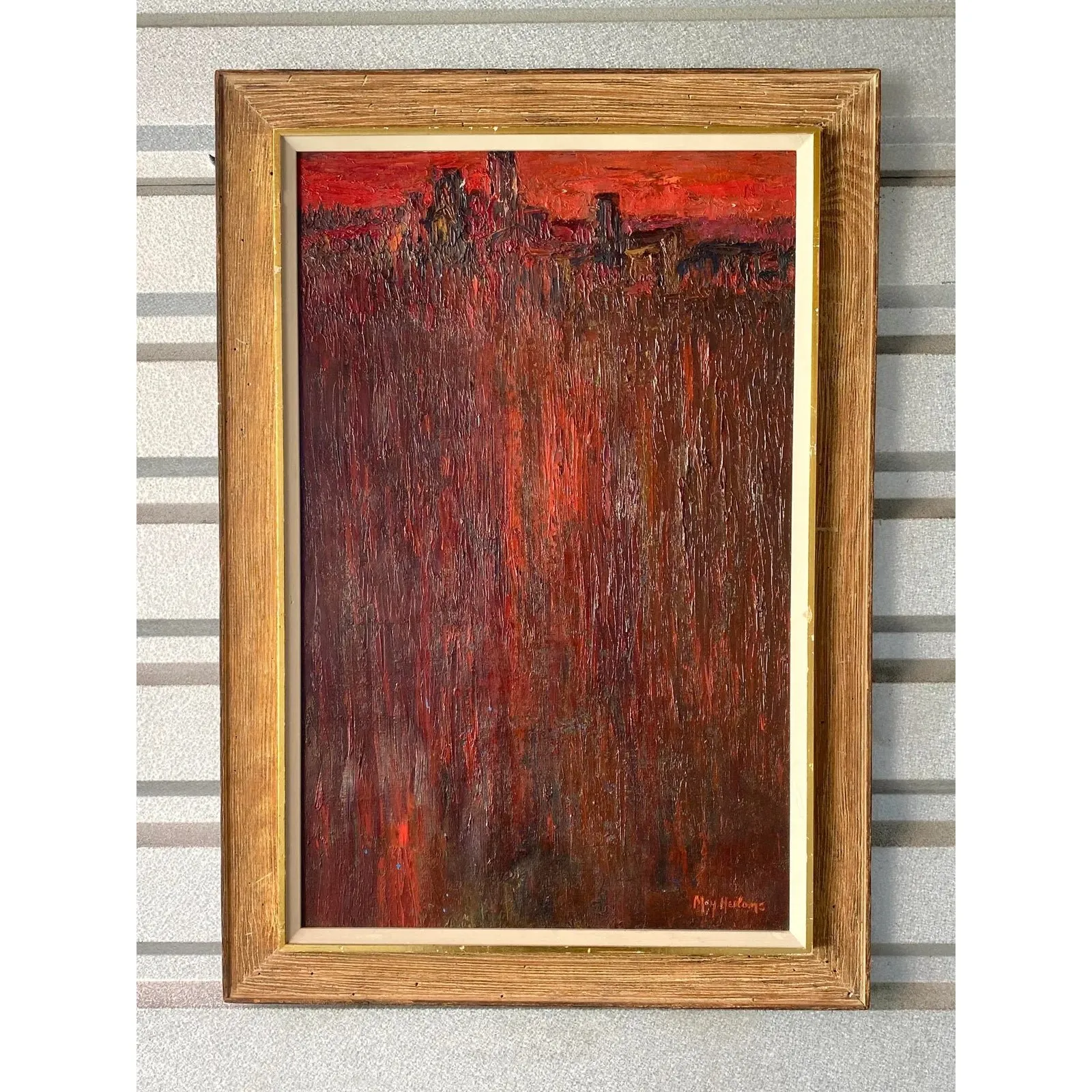 Midcentury Abstract Original Oil Painting Signed May Heiloms — additional photo 2