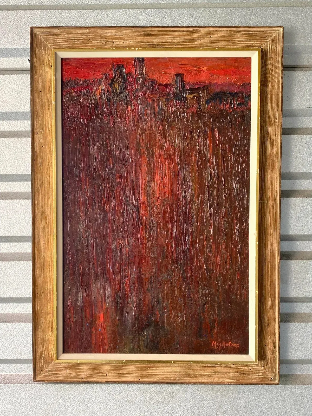 Midcentury Abstract Original Oil Painting Signed May Heiloms — additional photo 1
