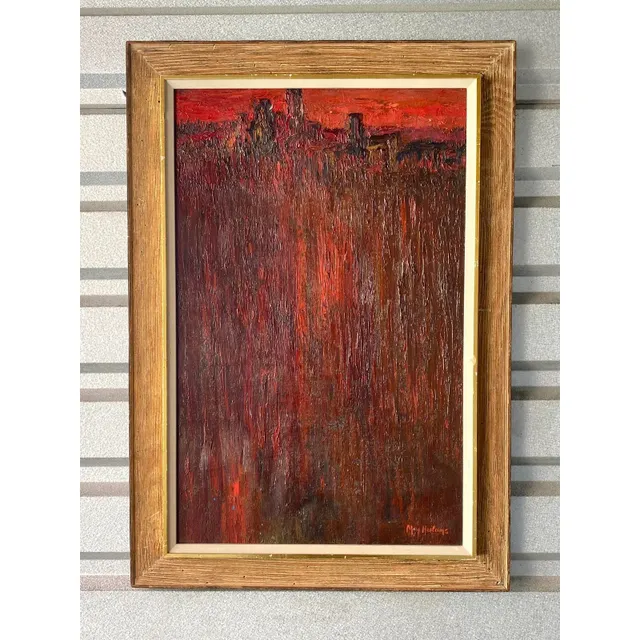 Midcentury Abstract Original Oil Painting Signed May Heiloms — additional photo 2