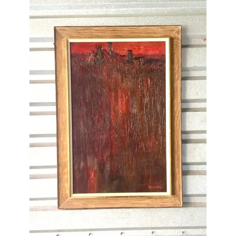 Midcentury Abstract Original Oil Painting Signed May Heiloms — additional photo 2