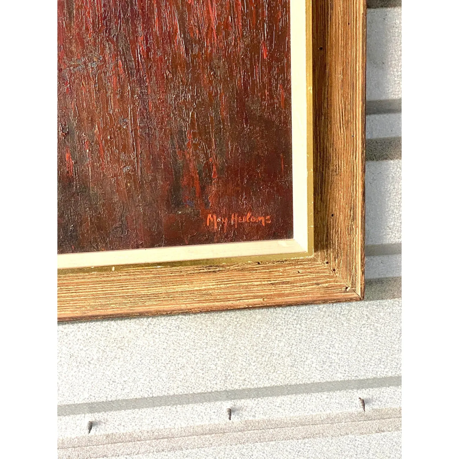 Midcentury Abstract Original Oil Painting Signed May Heiloms — additional photo 5