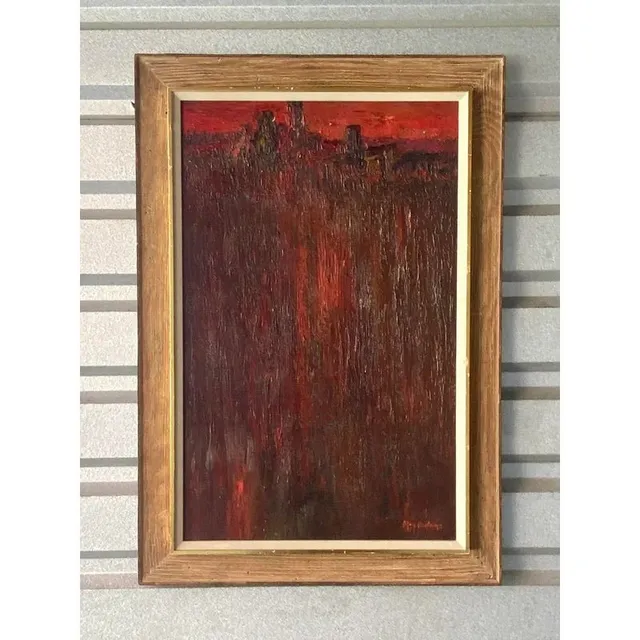Midcentury Abstract Original Oil Painting Signed May Heiloms — additional photo 6