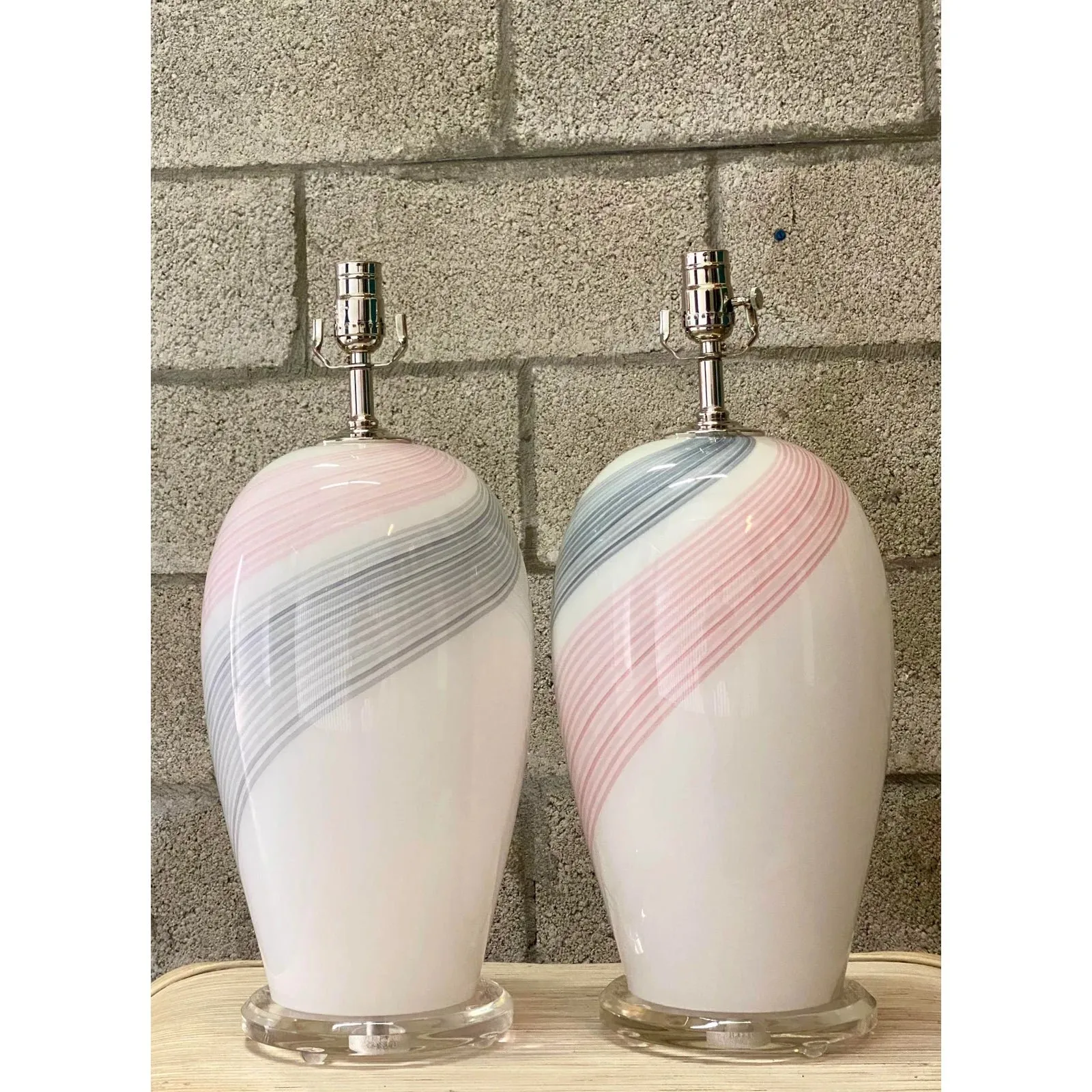 Vintage Regency Swirl Murano Glass Lamps — additional photo 2
