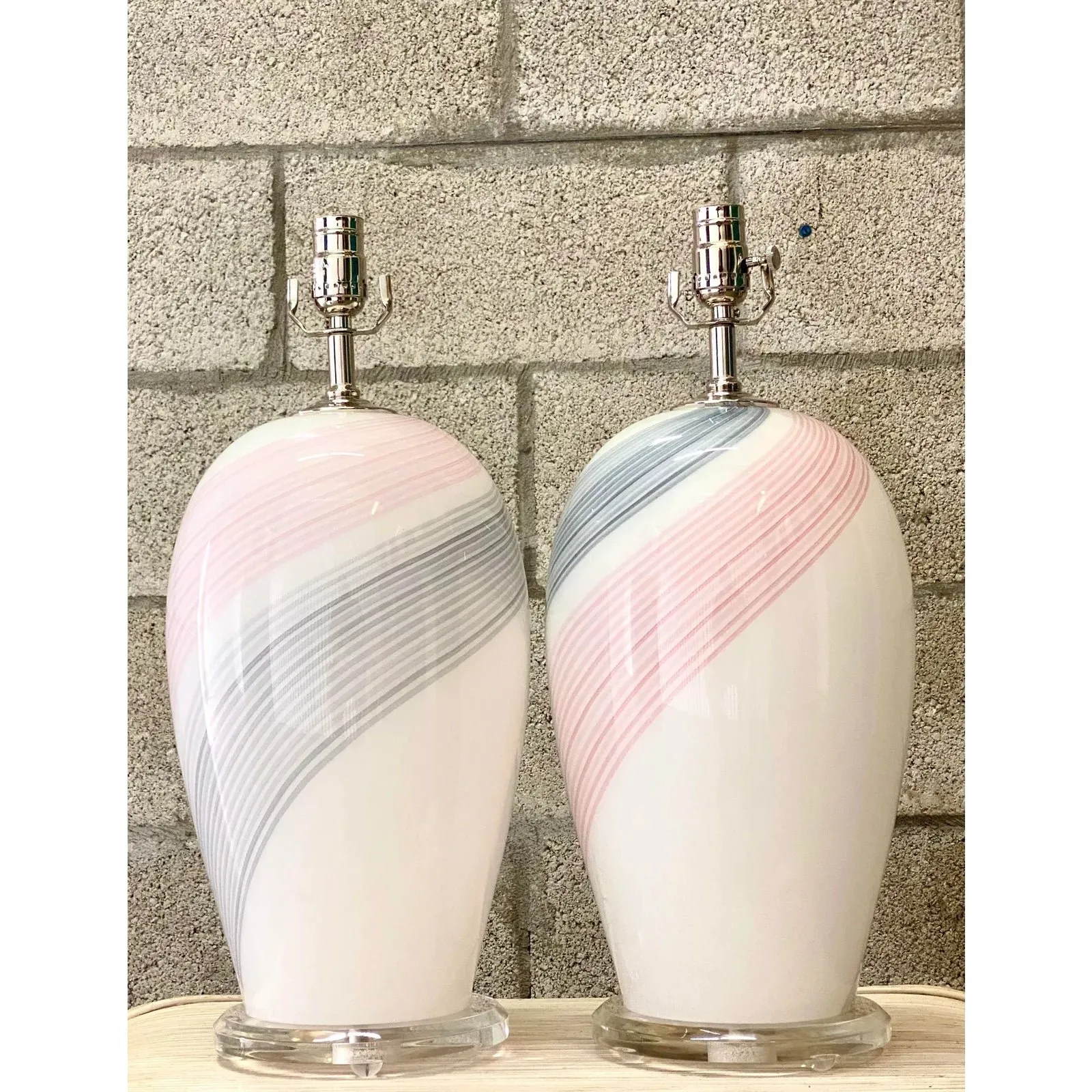 Vintage Regency Swirl Murano Glass Lamps — additional photo 4