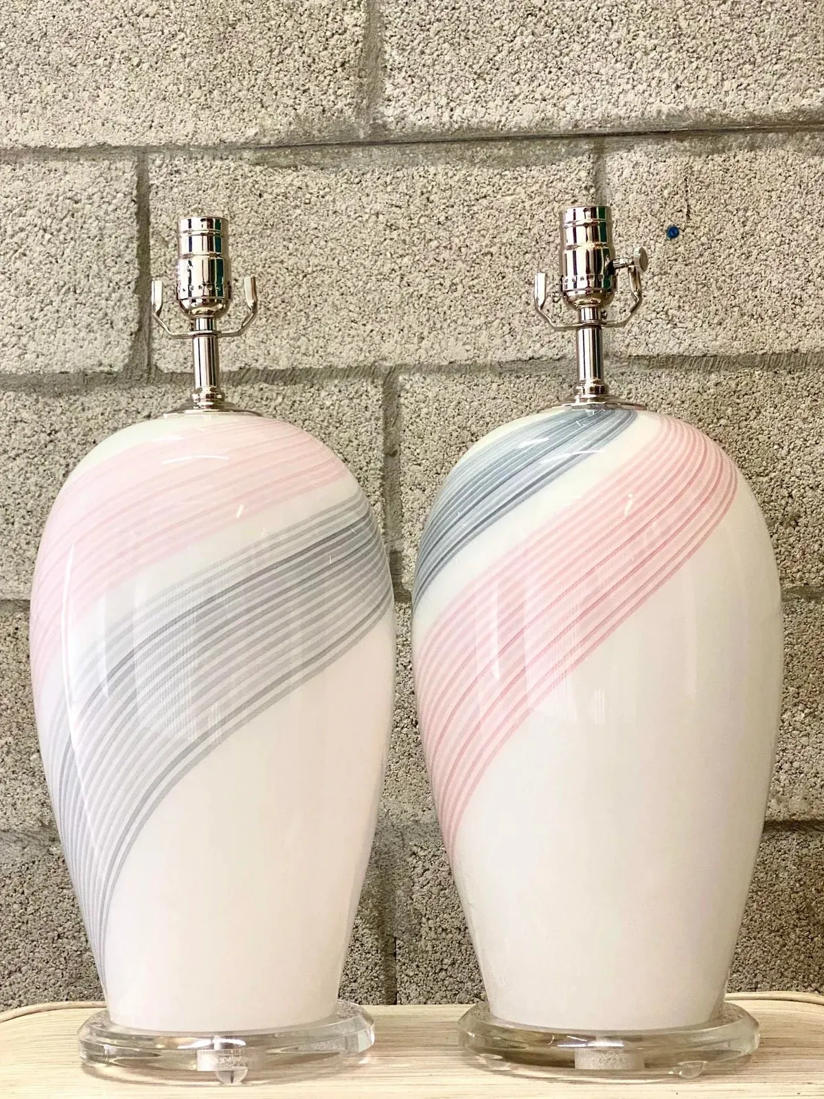 Vintage Regency Swirl Murano Glass Lamps — additional photo 4