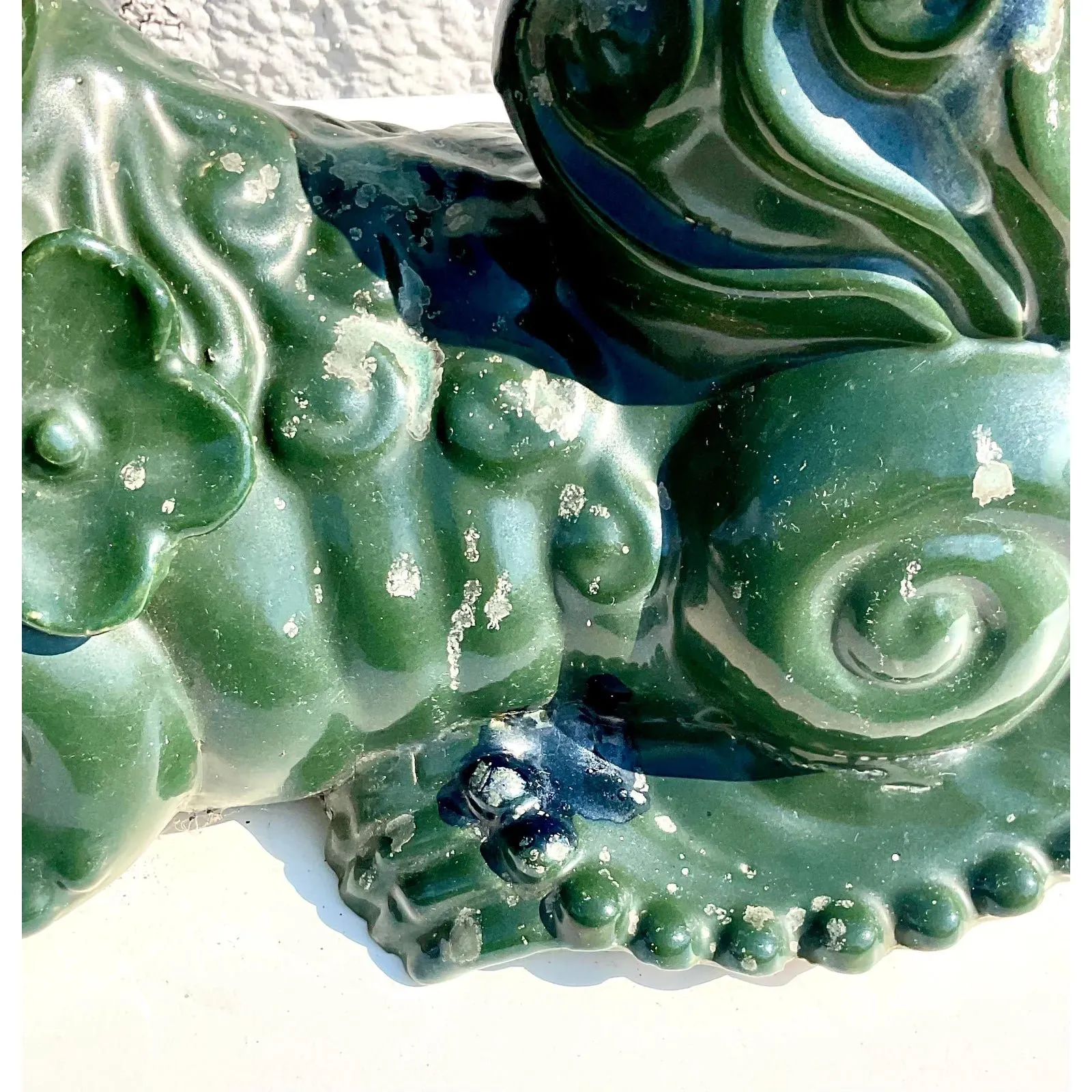 Vintage Emerald Glazed Ceramic Foo Dogs – A Pair — additional photo 7