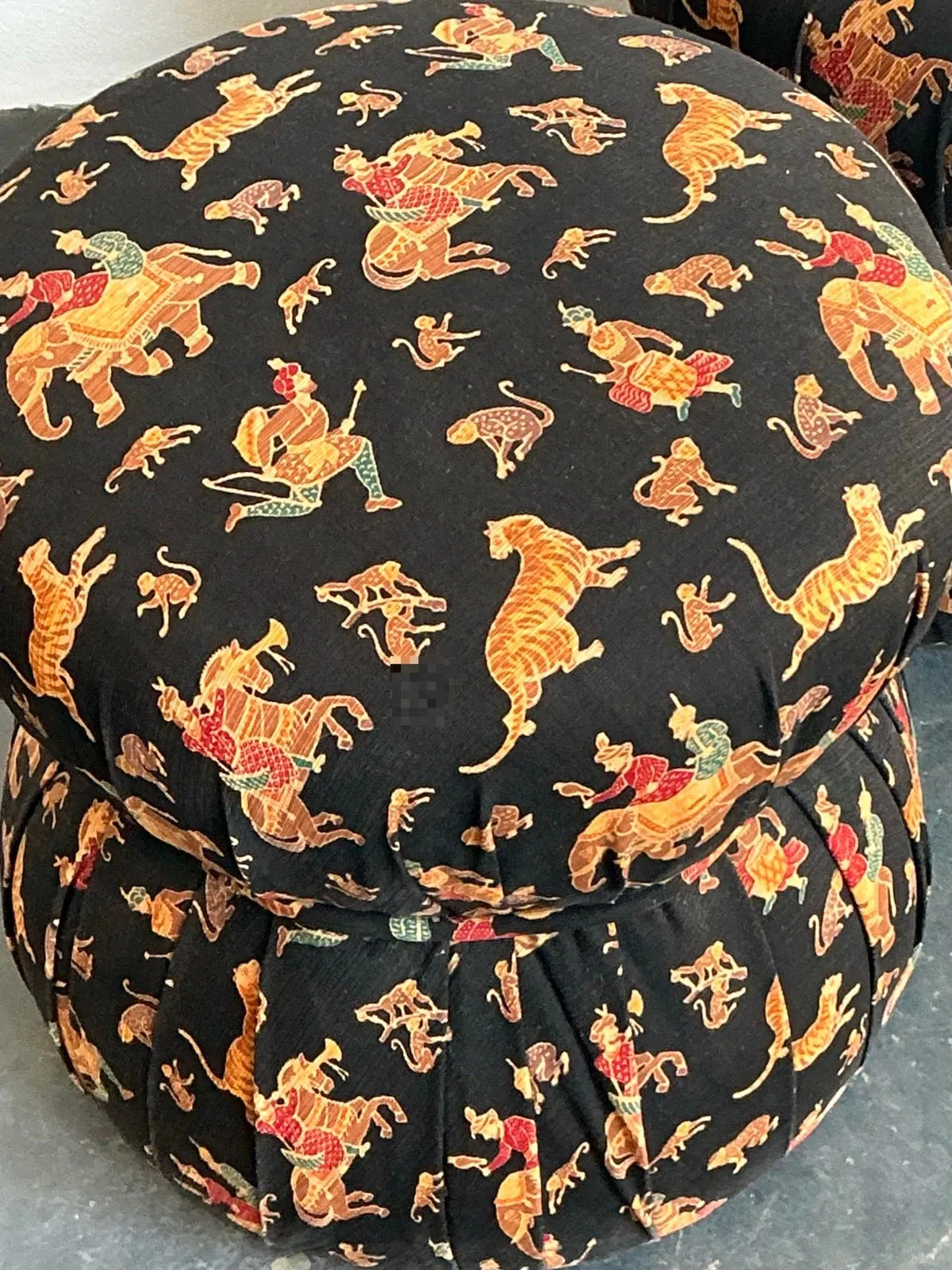 Vintage Upholstered Elephant Low Stools - A Pair — additional photo 1