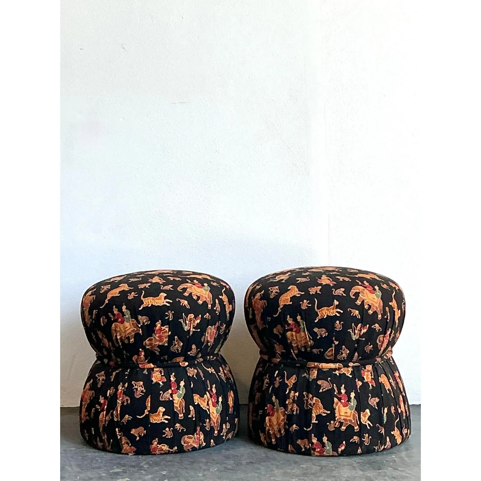 Vintage Upholstered Elephant Low Stools - A Pair — additional photo 5