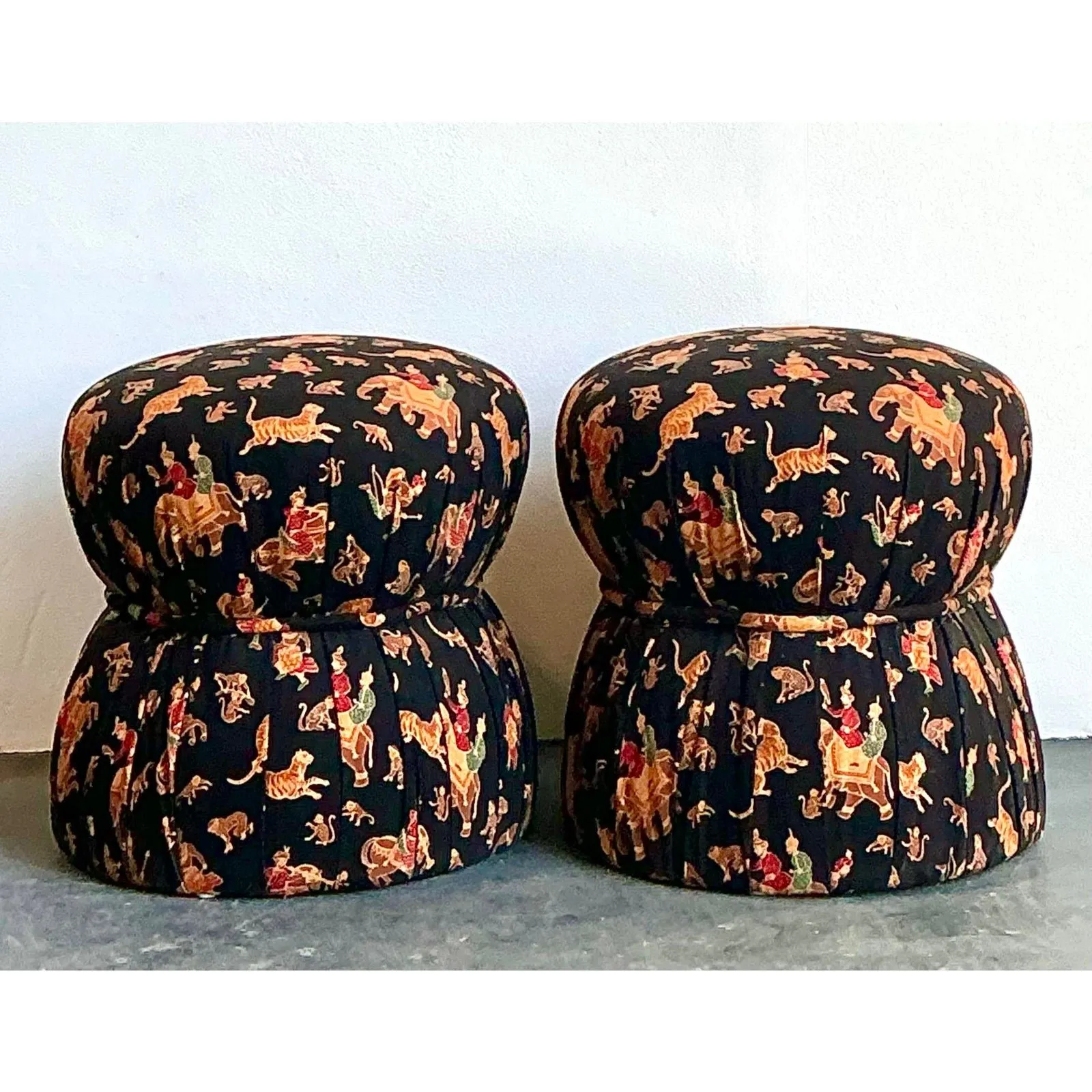 Vintage Upholstered Elephant Low Stools - A Pair — additional photo 7