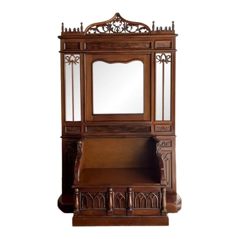 Vintage Gothic Revival Hall Bench — additional photo 1