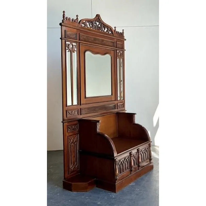 Vintage Gothic Revival Hall Bench — additional photo 8