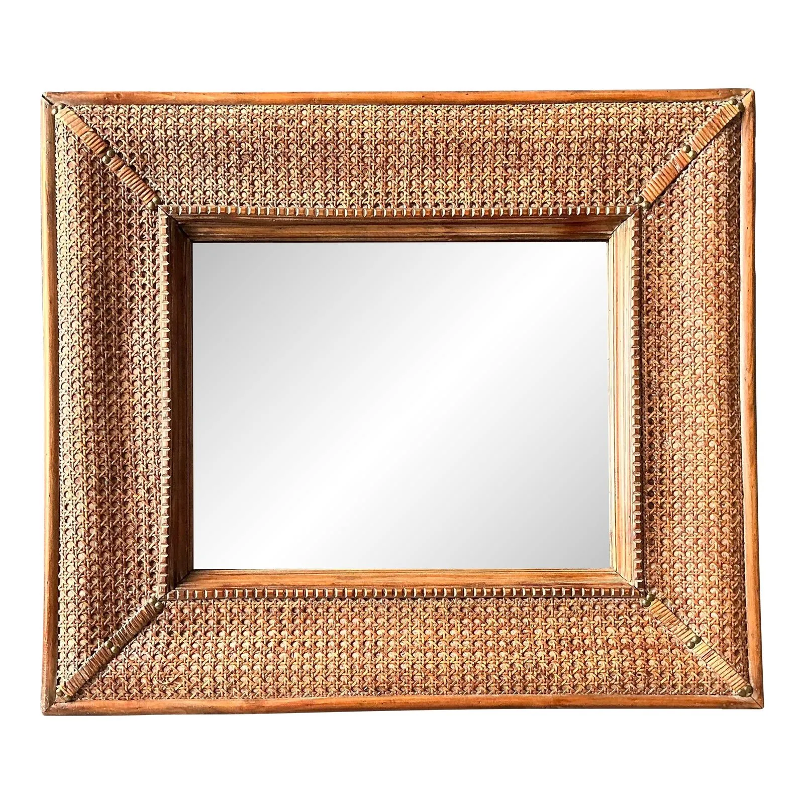 Vintage Cane Wrapped Frame Mirror — additional photo 1