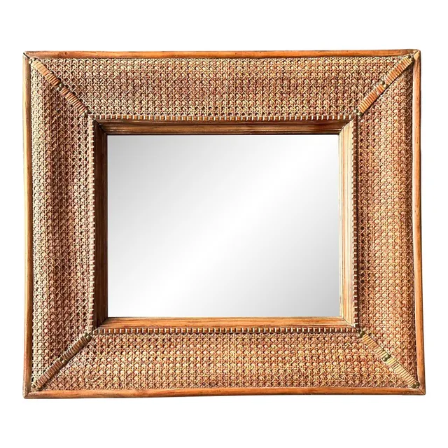 Vintage Cane Wrapped Frame Mirror — additional photo 1