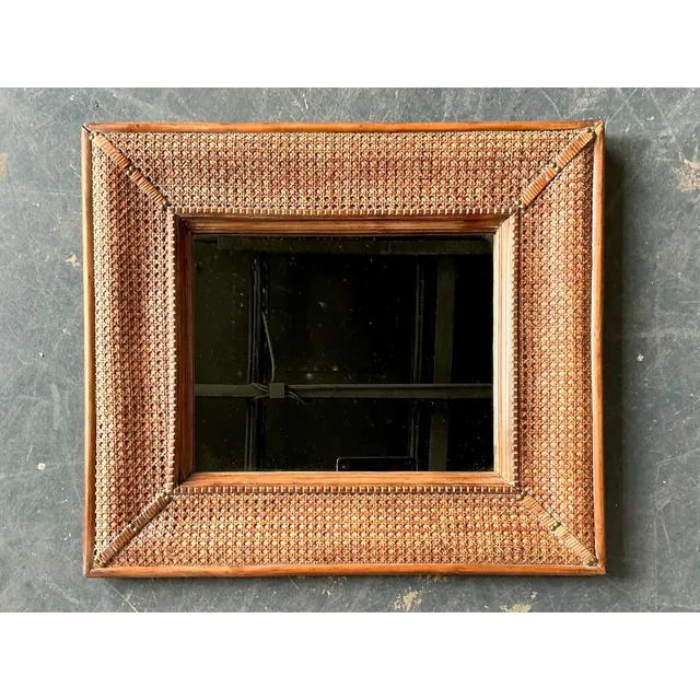 Vintage Cane Wrapped Frame Mirror — additional photo 3
