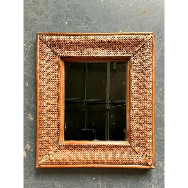 Vintage Cane Wrapped Frame Mirror — additional photo 4