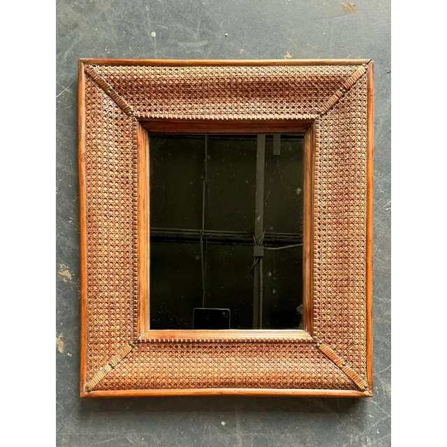 Vintage Cane Wrapped Frame Mirror — additional photo 5