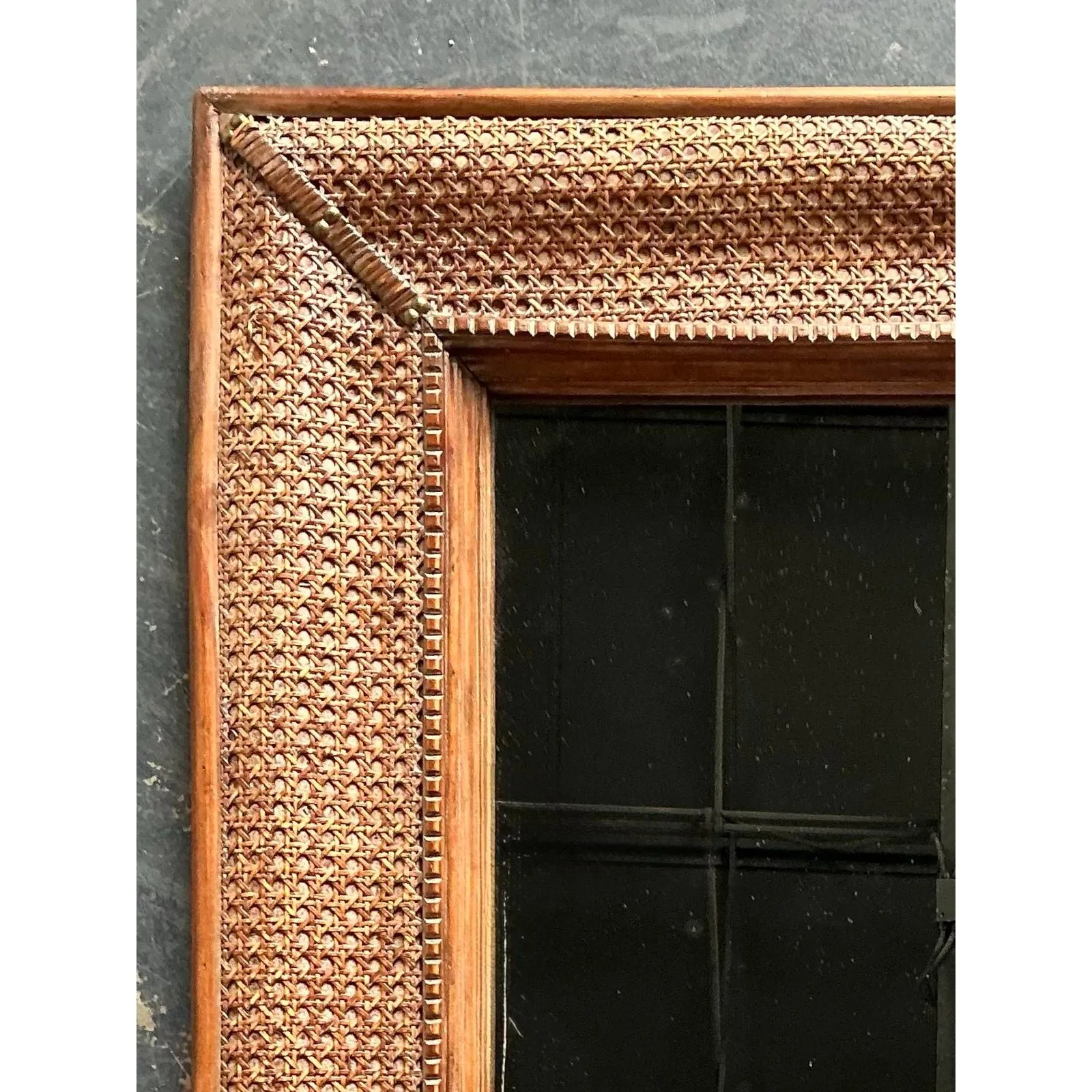 Vintage Cane Wrapped Frame Mirror — additional photo 6