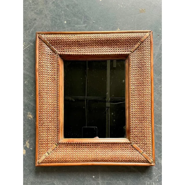Vintage Cane Wrapped Frame Mirror — additional photo 7