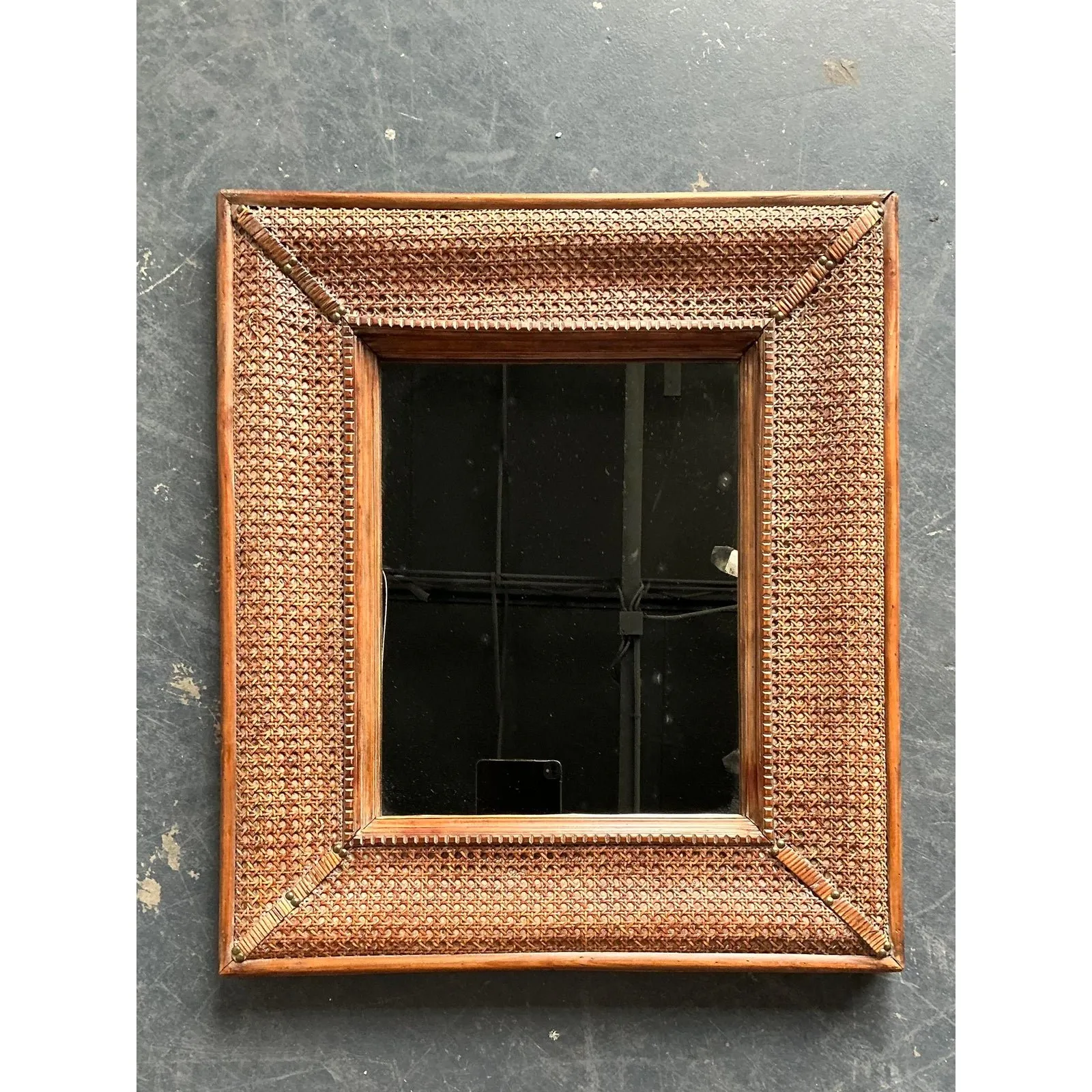 Vintage Cane Wrapped Frame Mirror — additional photo 8