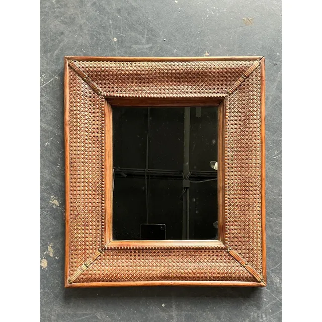 Vintage Cane Wrapped Frame Mirror — additional photo 8