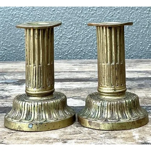 Vintage French Empire Brass Candlesticks - A Pair — additional photo 3