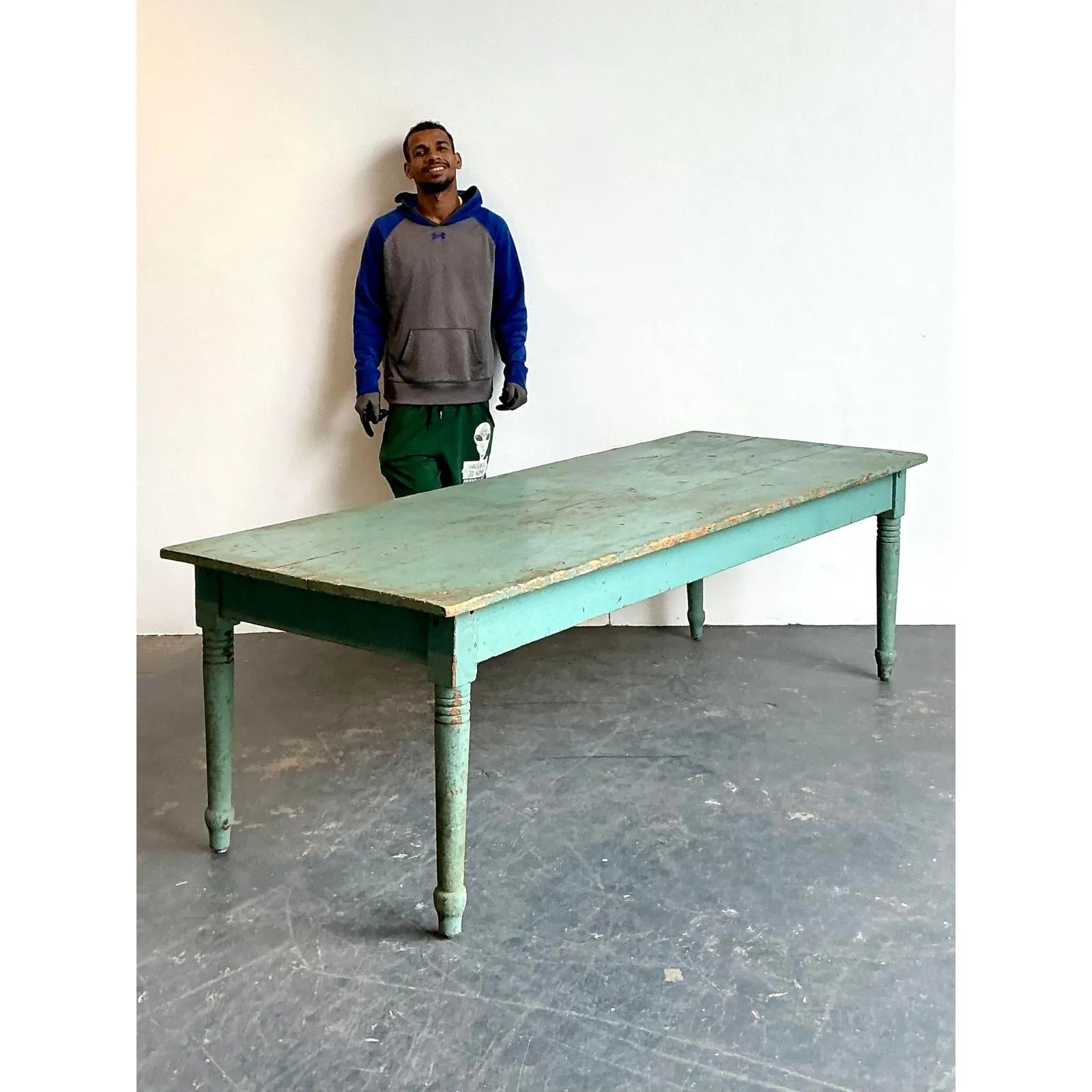 Vintage Patinated Painted Farm Table — additional photo 2