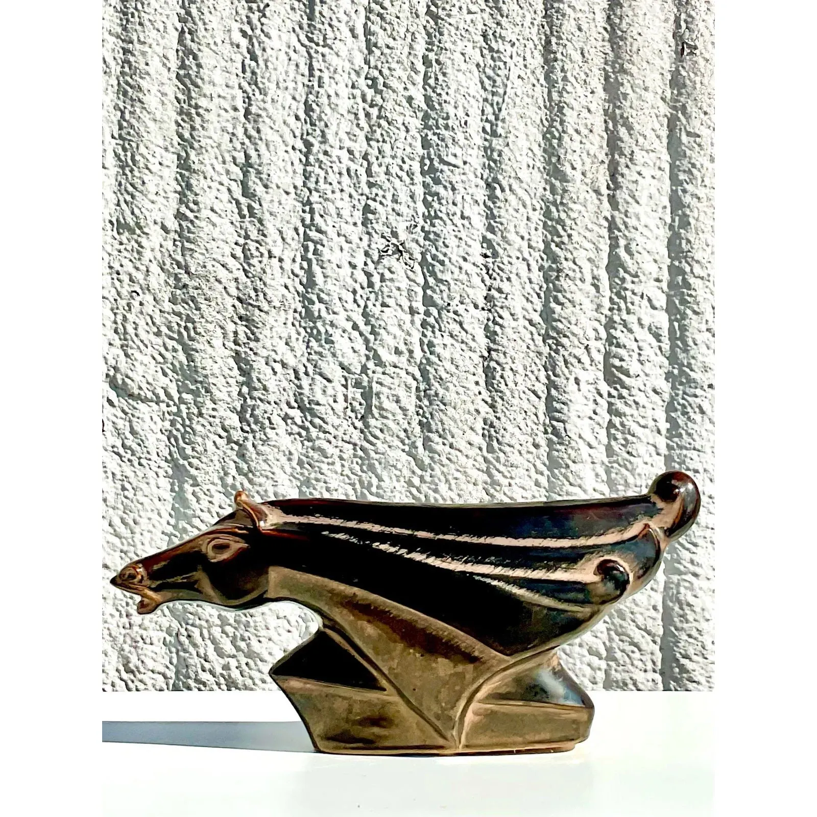 Midcentury Art Deco Style Glazed Ceramic Horse Lamp