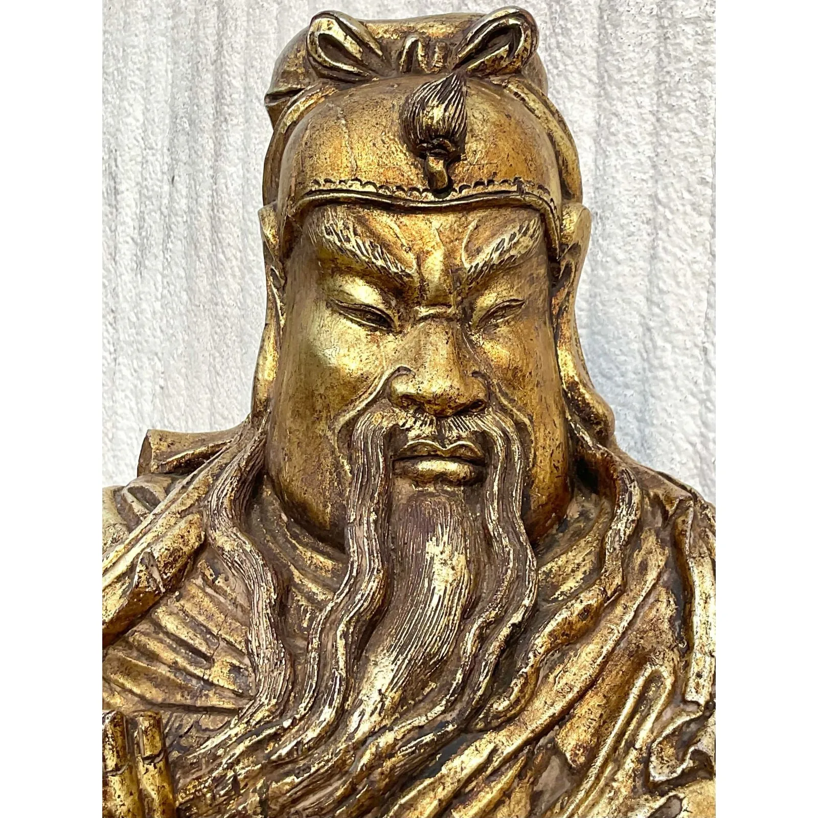 Monumental Vintage Asian Hand Carved Golden Warrior — additional photo 5