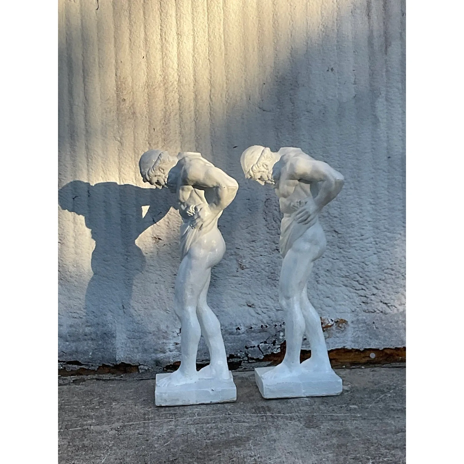Vintage Grand Tour Painted Concrete Hercules Pedestal- a Pair — additional photo 3