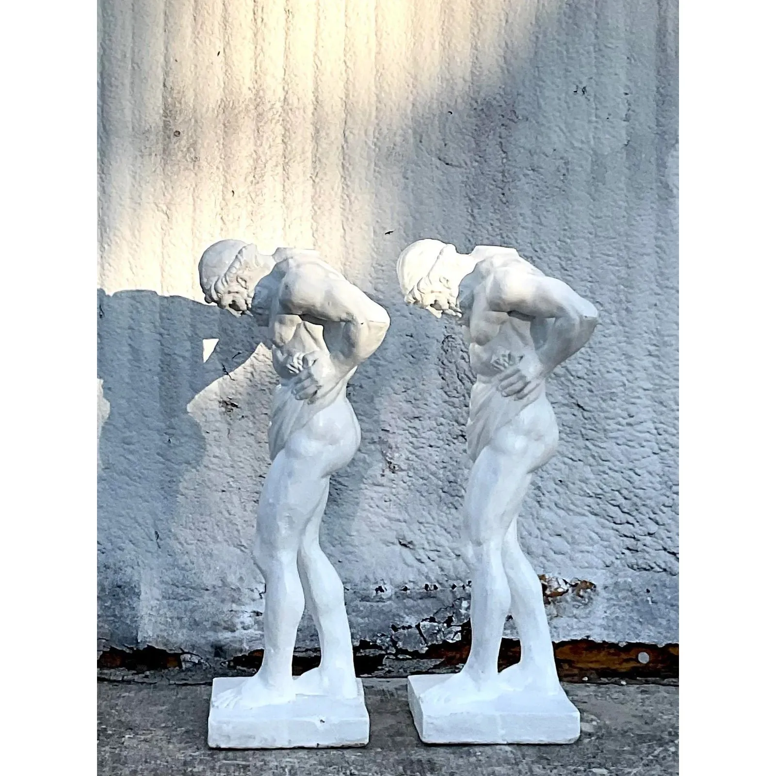 Vintage Grand Tour Painted Concrete Hercules Pedestal- a Pair — additional photo 5