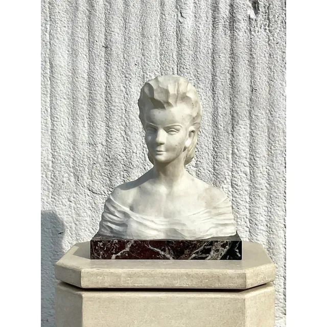 Vintage Boho Signed Stone Bust of Female — additional photo 2