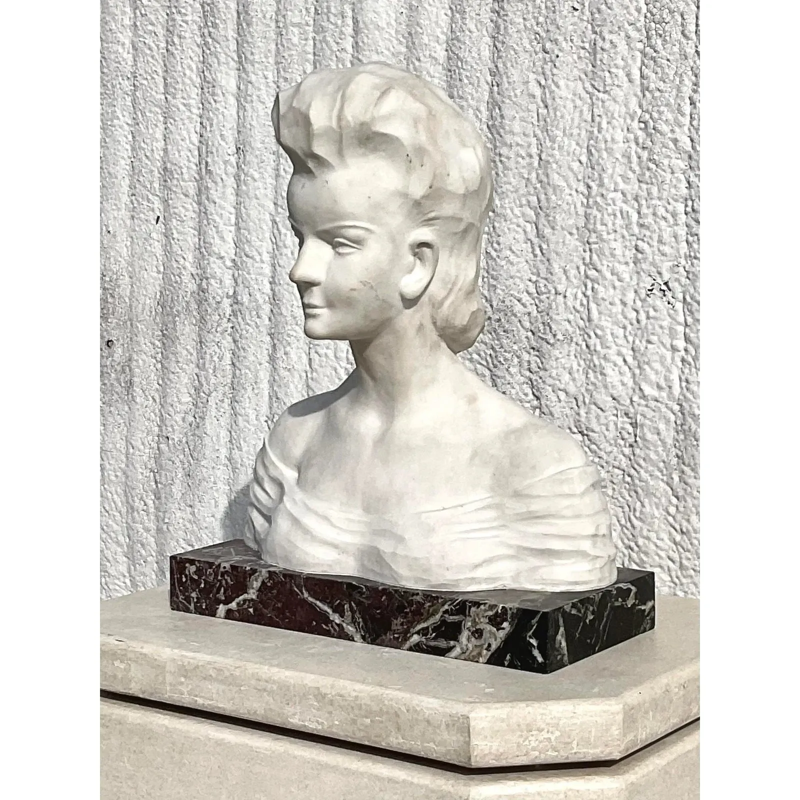 Vintage Boho Signed Stone Bust of Female — additional photo 3