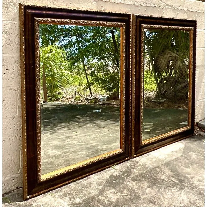 Vintage Regency Uttermost Tortoise Shell Finish Gilt Mirror — additional photo 4