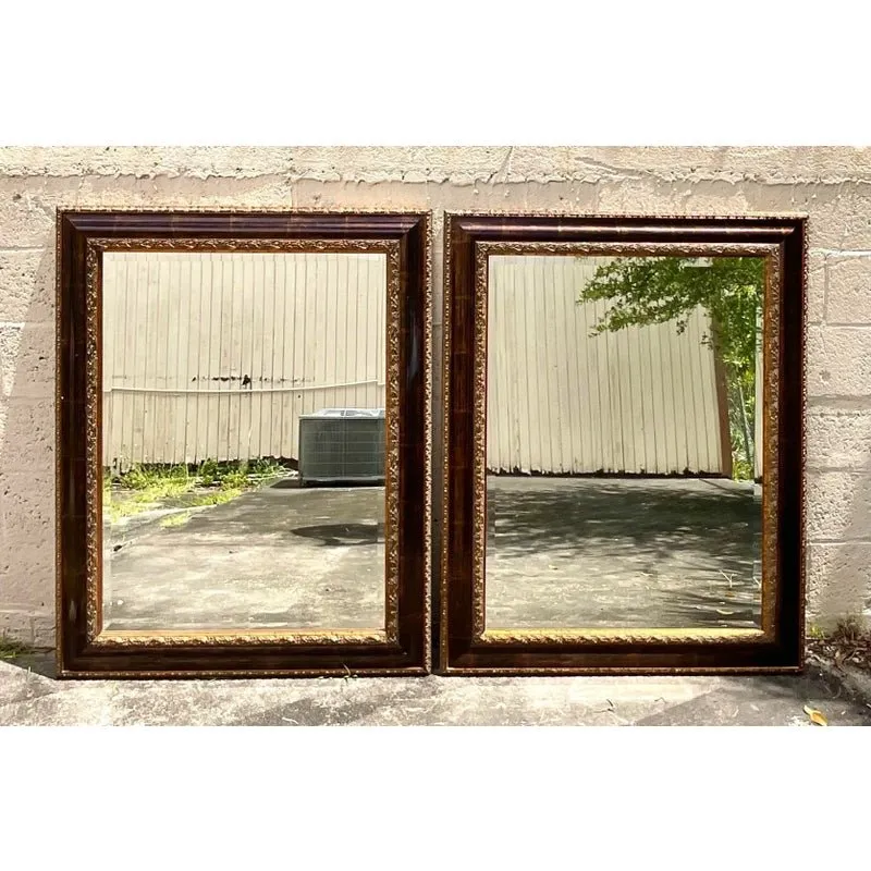 Vintage Regency Uttermost Tortoise Shell Finish Gilt Mirror — additional photo 3