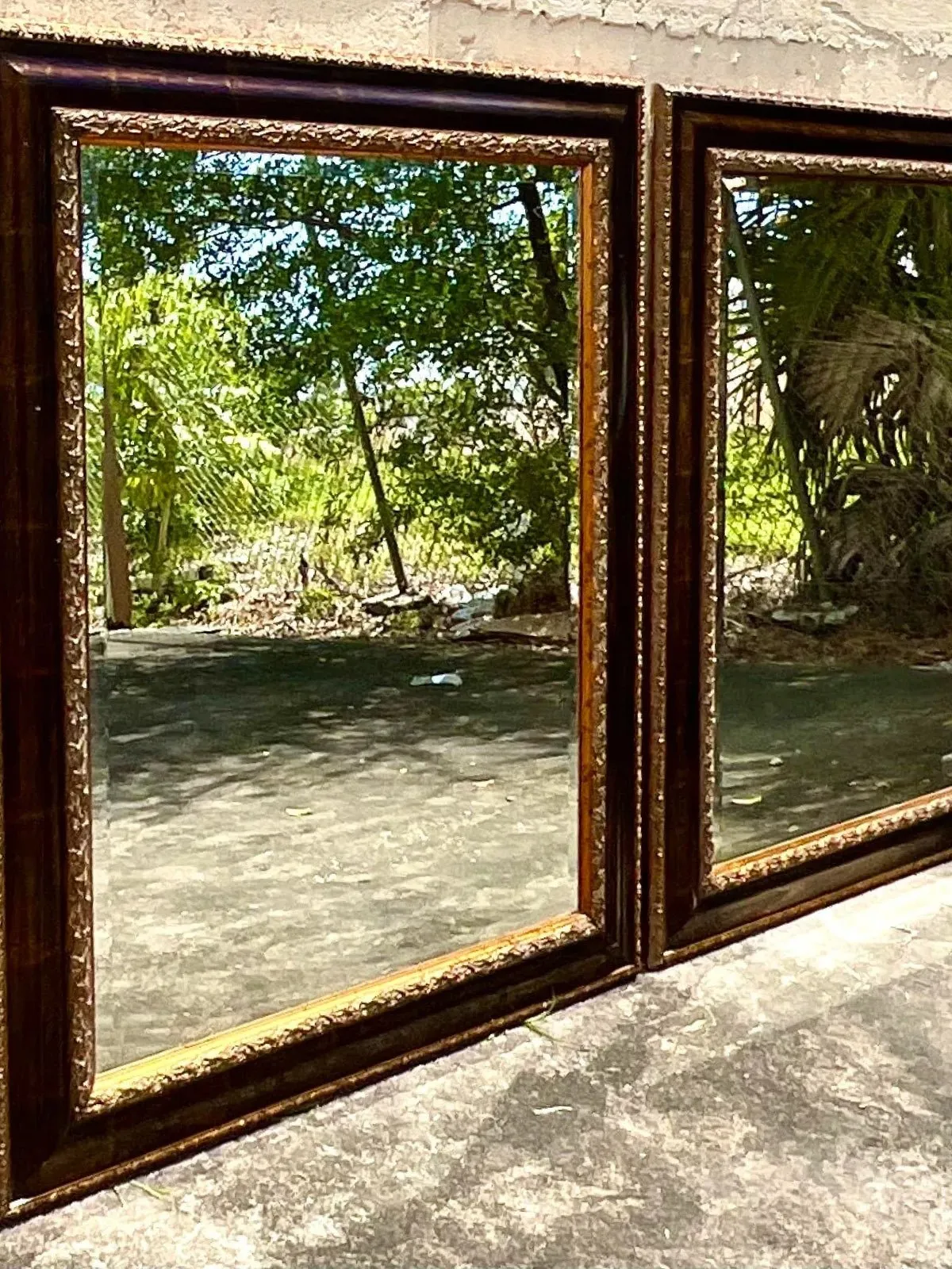 Vintage Regency Uttermost Tortoise Shell Finish Gilt Mirror — additional photo 7